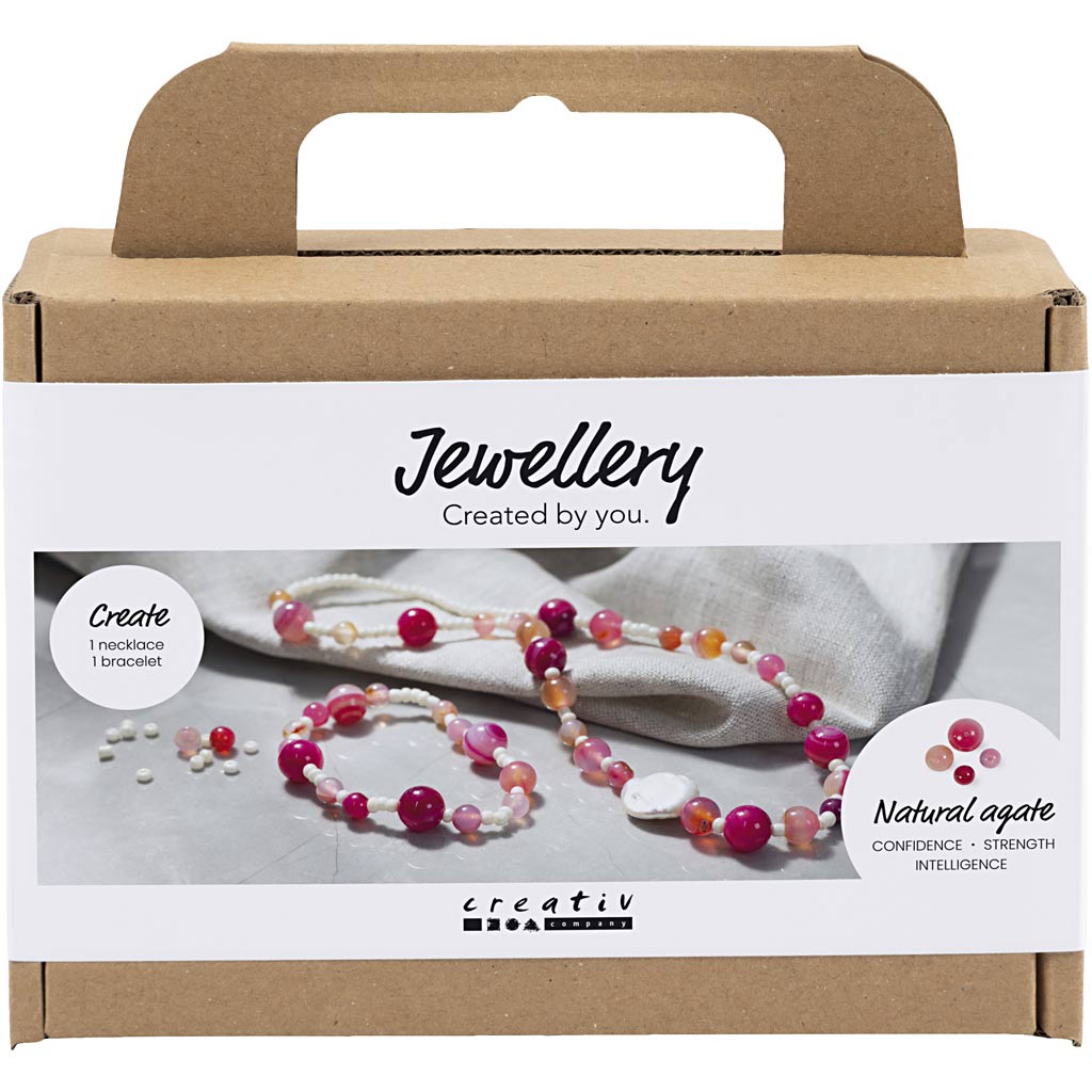 Creativ company mini hobbyset sieraden, halsketting en armband, roze, 1 doos