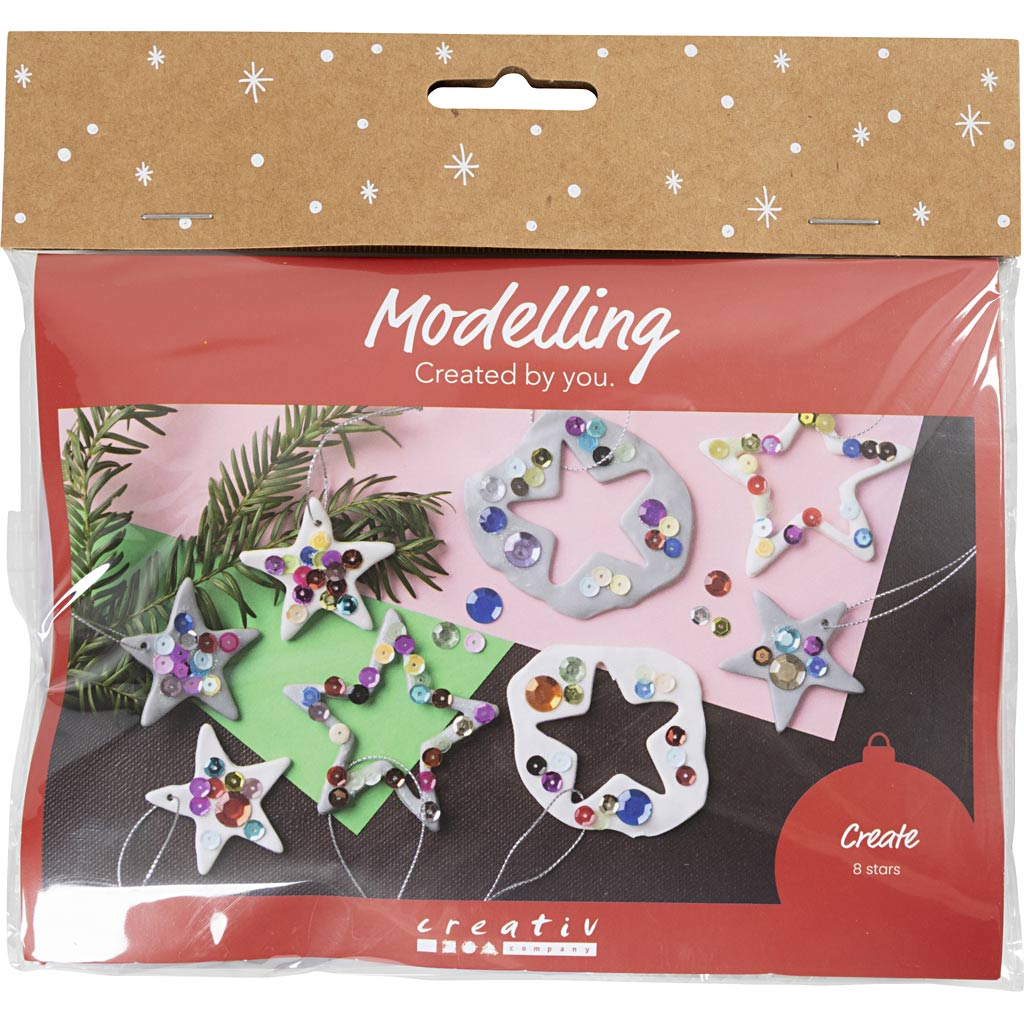 Creativ company mini hobbyset boetseren, sterren, zilver, wit, 1 doos