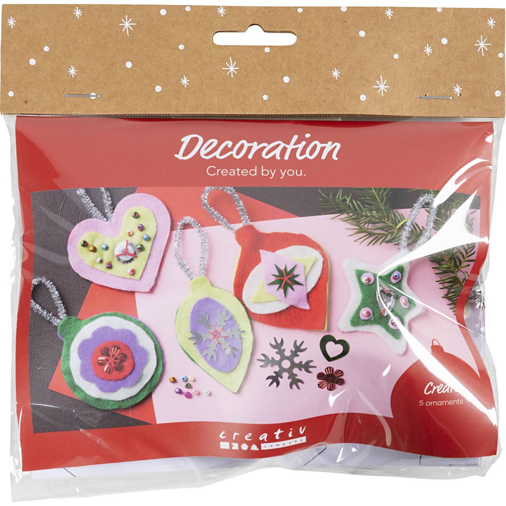 Creativ company mini hobbyset decoratie, vilten kerstdecoraties, diverse kleuren, 1 doos