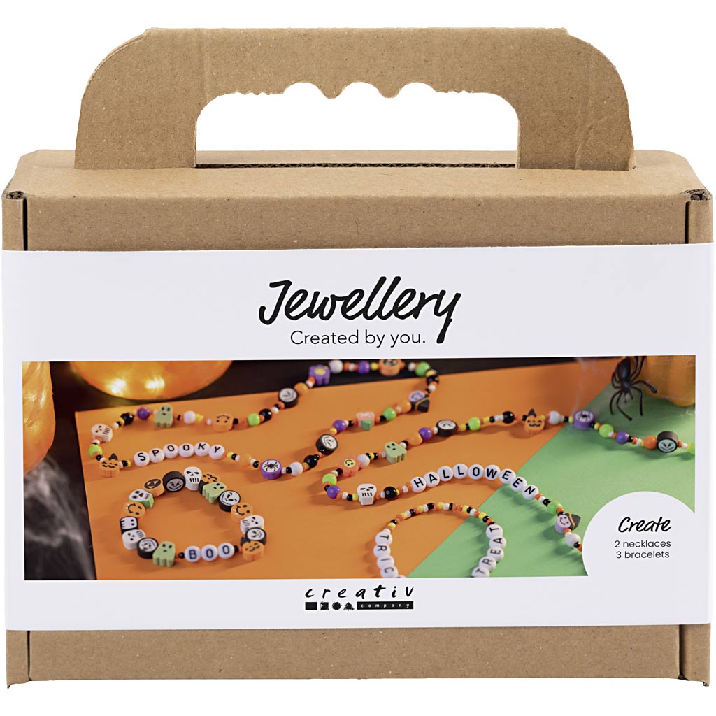 Creativ company mini hobbyset sieraden, halskettingen en armbanden, halloween kleuren, 1 doos