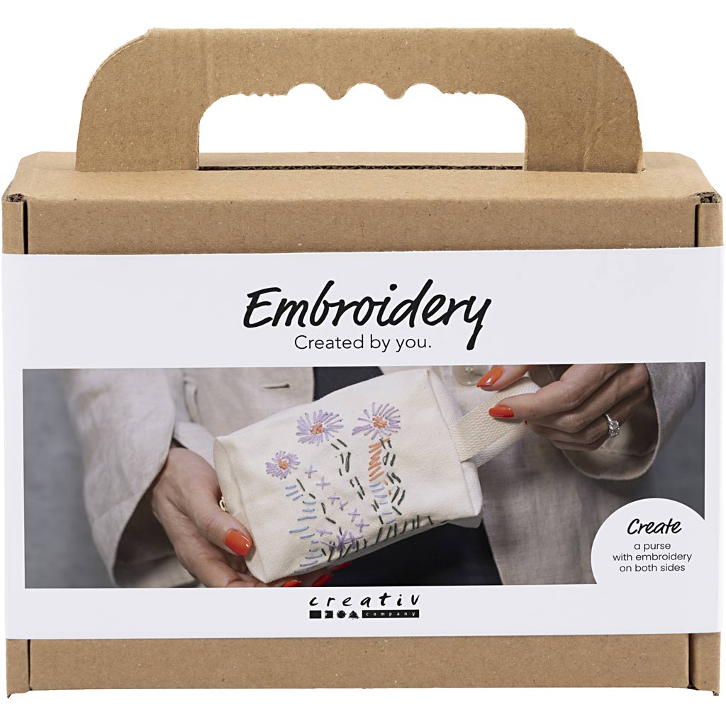 Creativ company mini hobbyset borduurwerk, make-uptas, crème, 1 doos