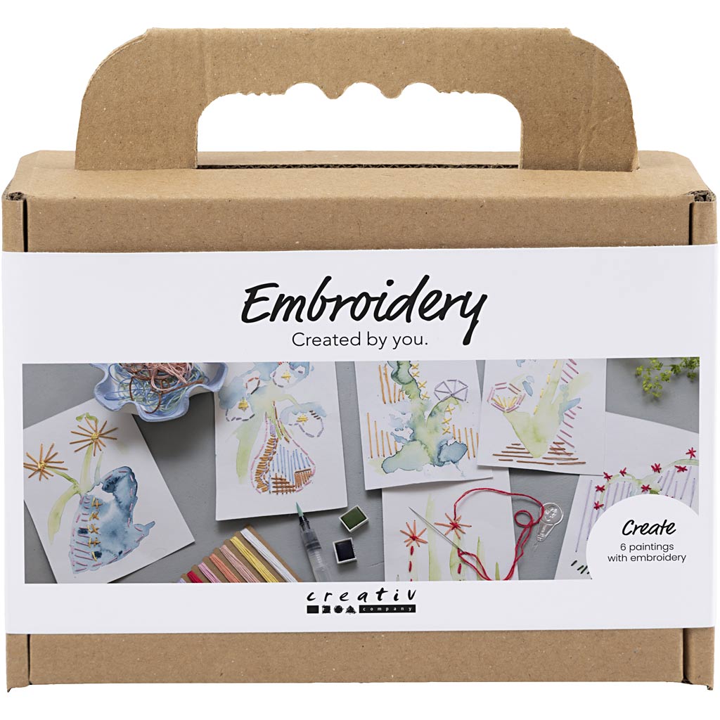 Creativ company mini hobbyset borduurwerk, schilderijen met borduurwerk, diverse kleuren, 1 doos