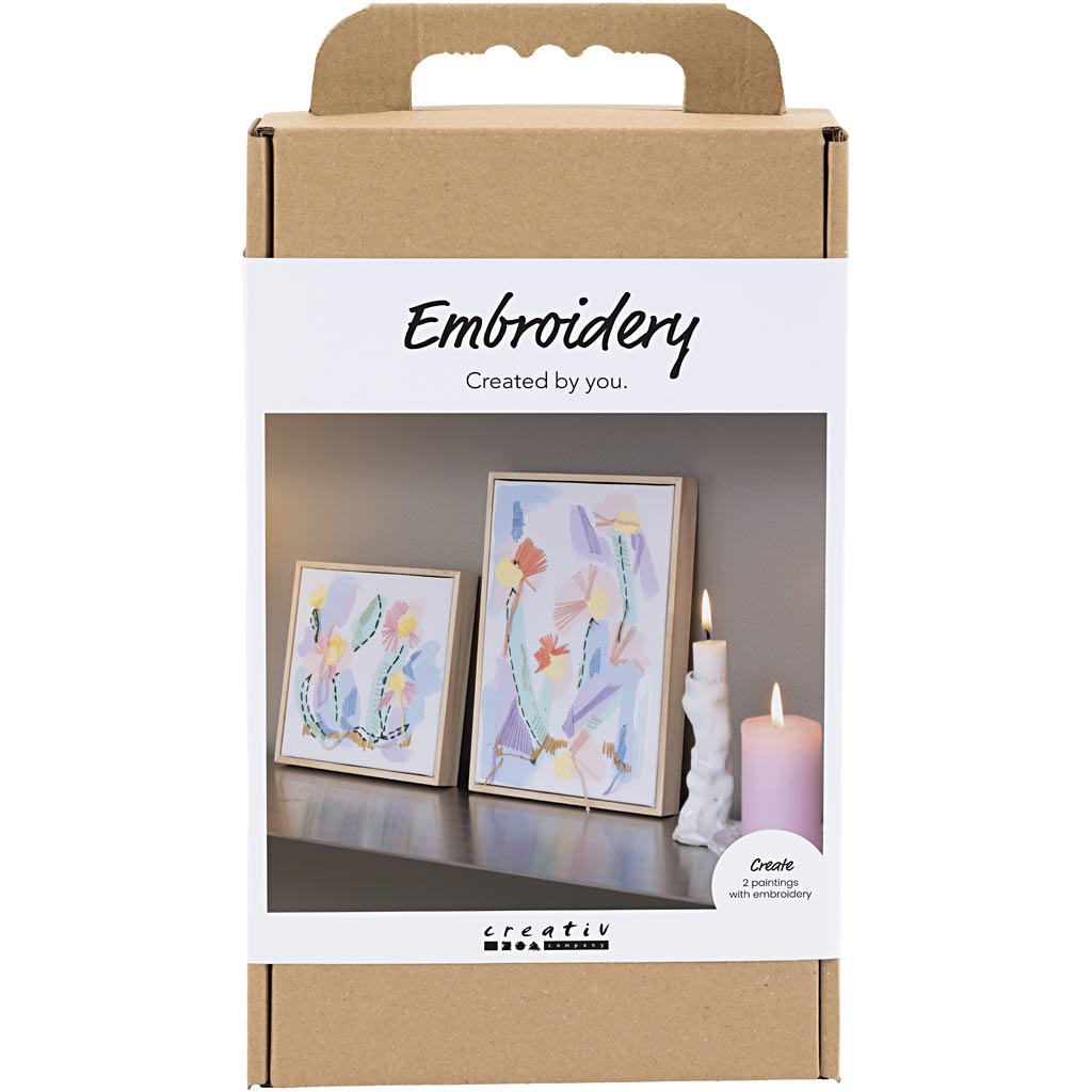 Creativ company hobbyset borduurwerk, afbeeldingen, pastelkleuren, 1 doos