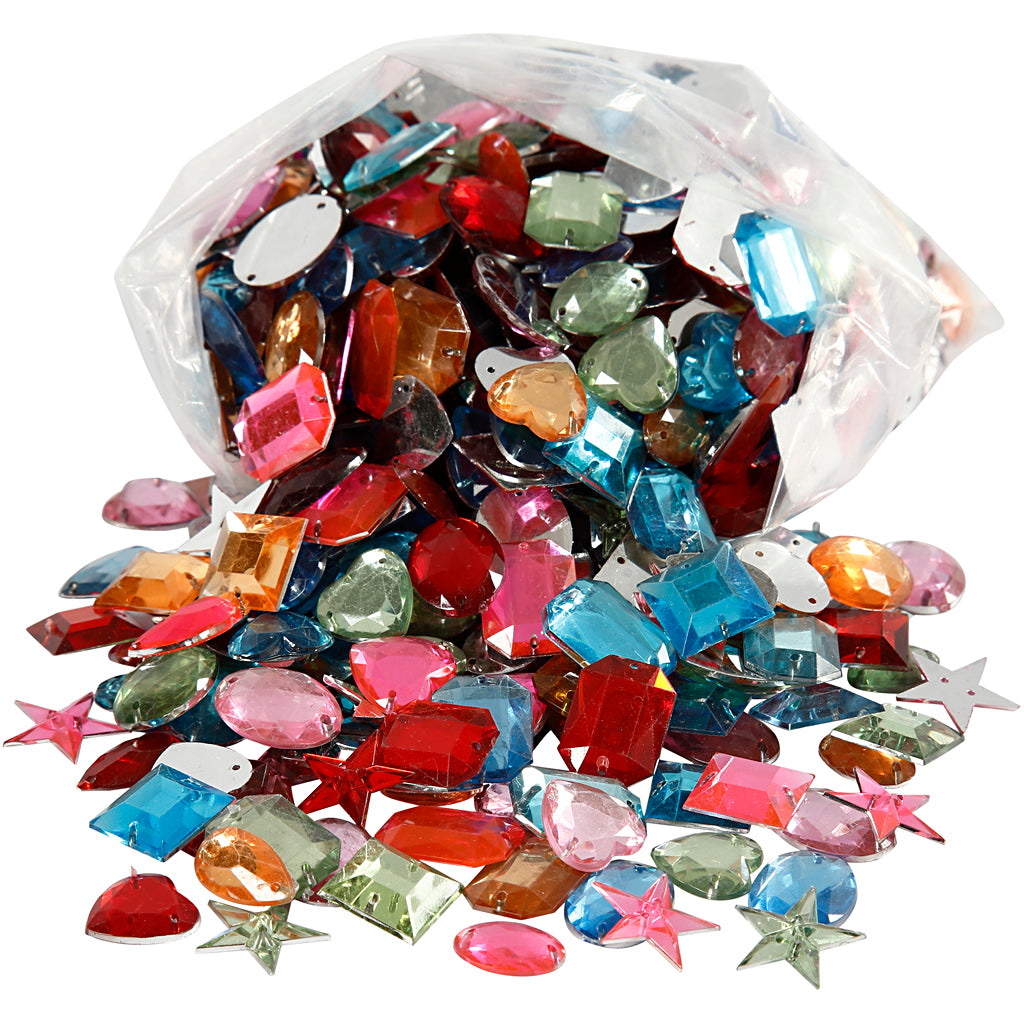 Creativ company strasstenen, afm 10-17 mm, ca. 800 stuk, diverse kleuren, 210 gr 1 doos