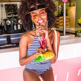 Tropical bliss | meerkleurige opblaasbare bekerhouder ananas