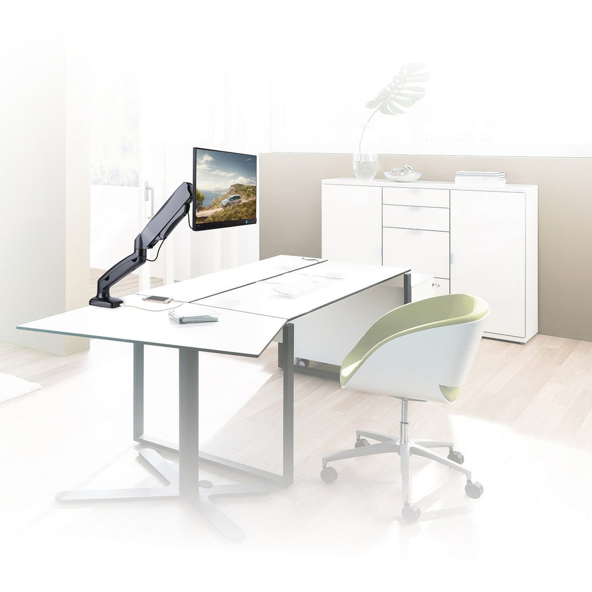 ACT Connectivity Monitorarm office met gasveer, 1 scherm