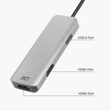 Act connectivity usb-c 4k multiport adapter voor 2 hdmi schermen, u