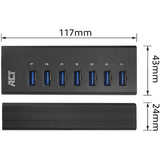 ACT Connectivity USB Hub 7 Port met stroomadapter