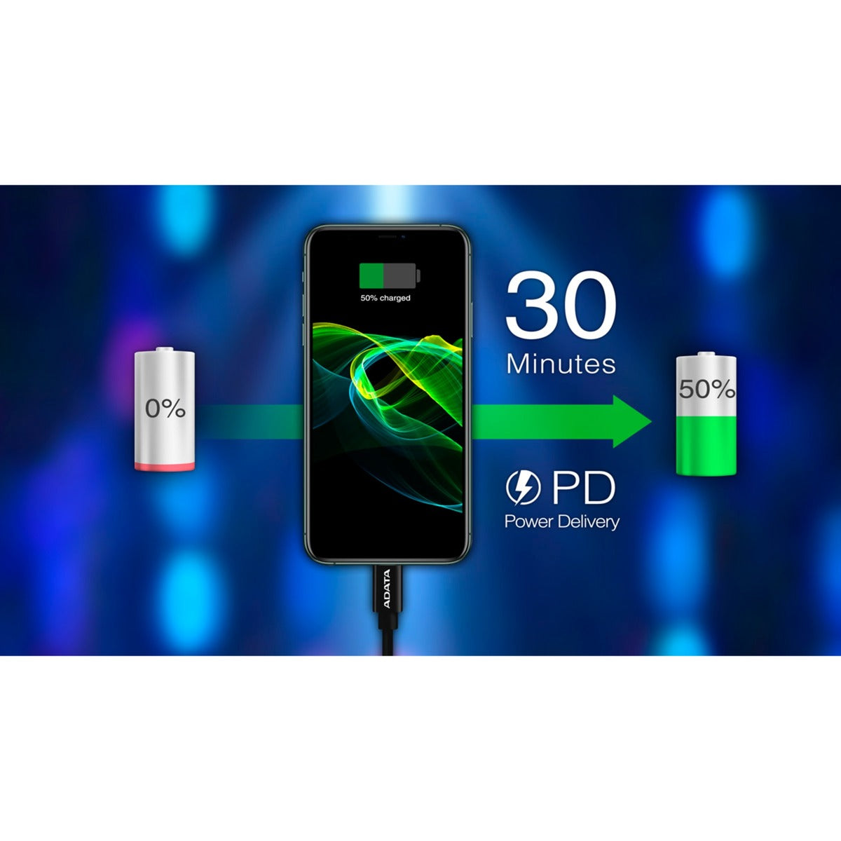 ADATA ADATA USB 2.0 oplaadkabel, USB-C naar Lightning