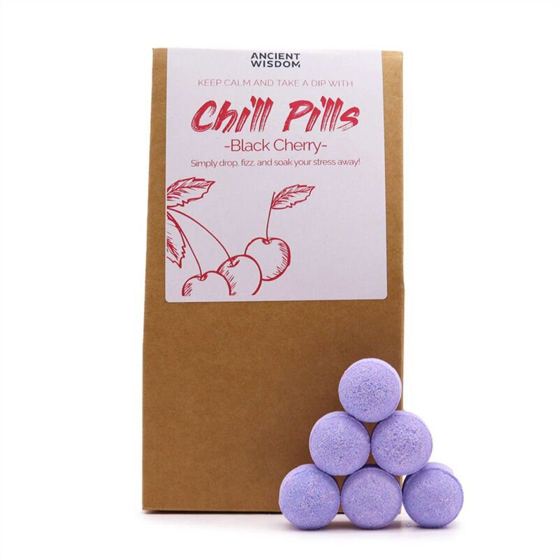 Zwarte kers badbruisballen fizz chill pill gift box