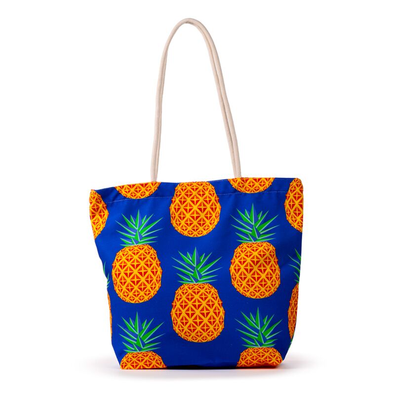 Pineapple print canvas strandtas