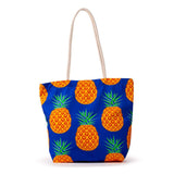 Pineapple print canvas strandtas