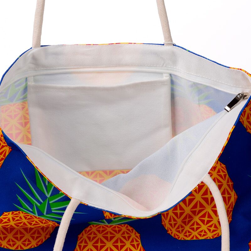 Pineapple print canvas strandtas