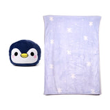 Blankeazzz adoramals nico de pinguin 2-in-1 knuffel reisdeken