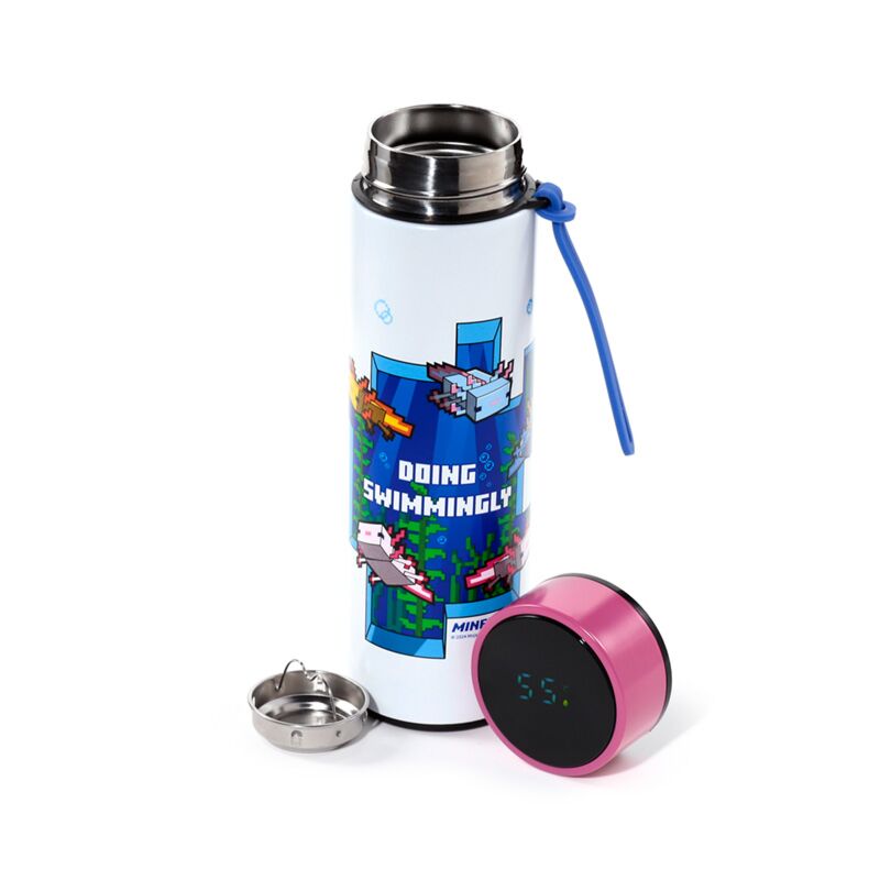 Minecraft axolotl thermosfles 450ml thermometer