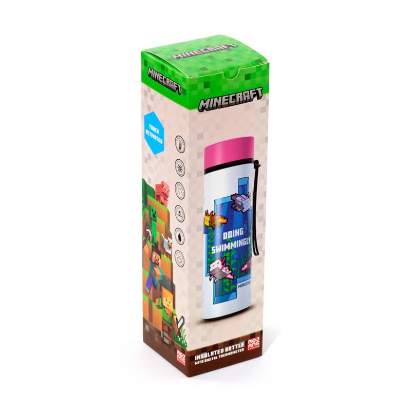 Minecraft axolotl thermosfles 450ml thermometer