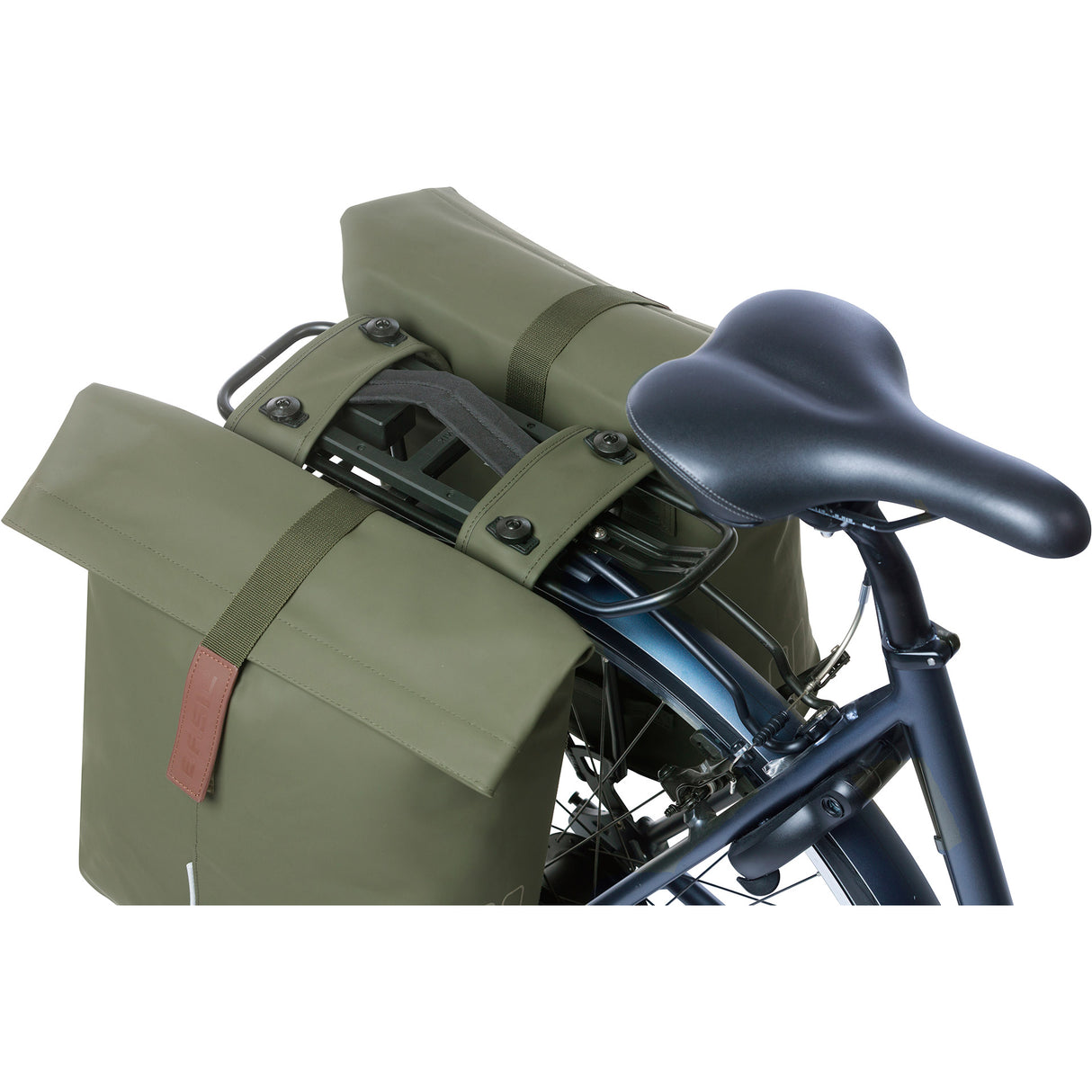 Basil dubbele fietstas city mik 28 - 32 liter - moss green