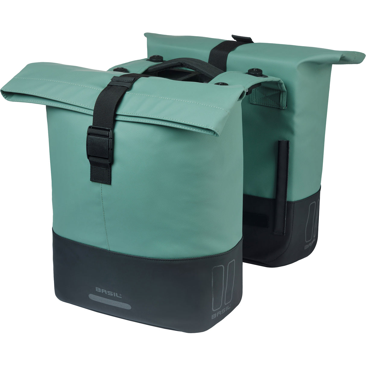 Basil dubbele tas cove mik 28-32l zilvergroen zwart