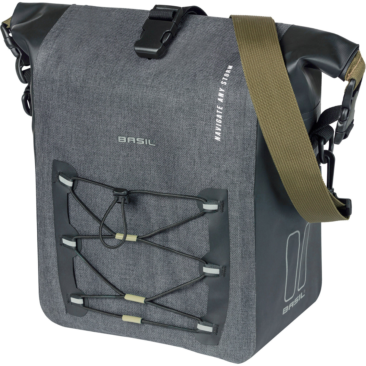 Basil enkele tas navigator storm mik hooks 12-15l zwart