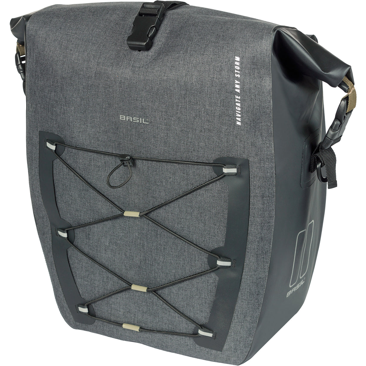 Basil enkele tas navigator storm mik hooks 25-31l zwart