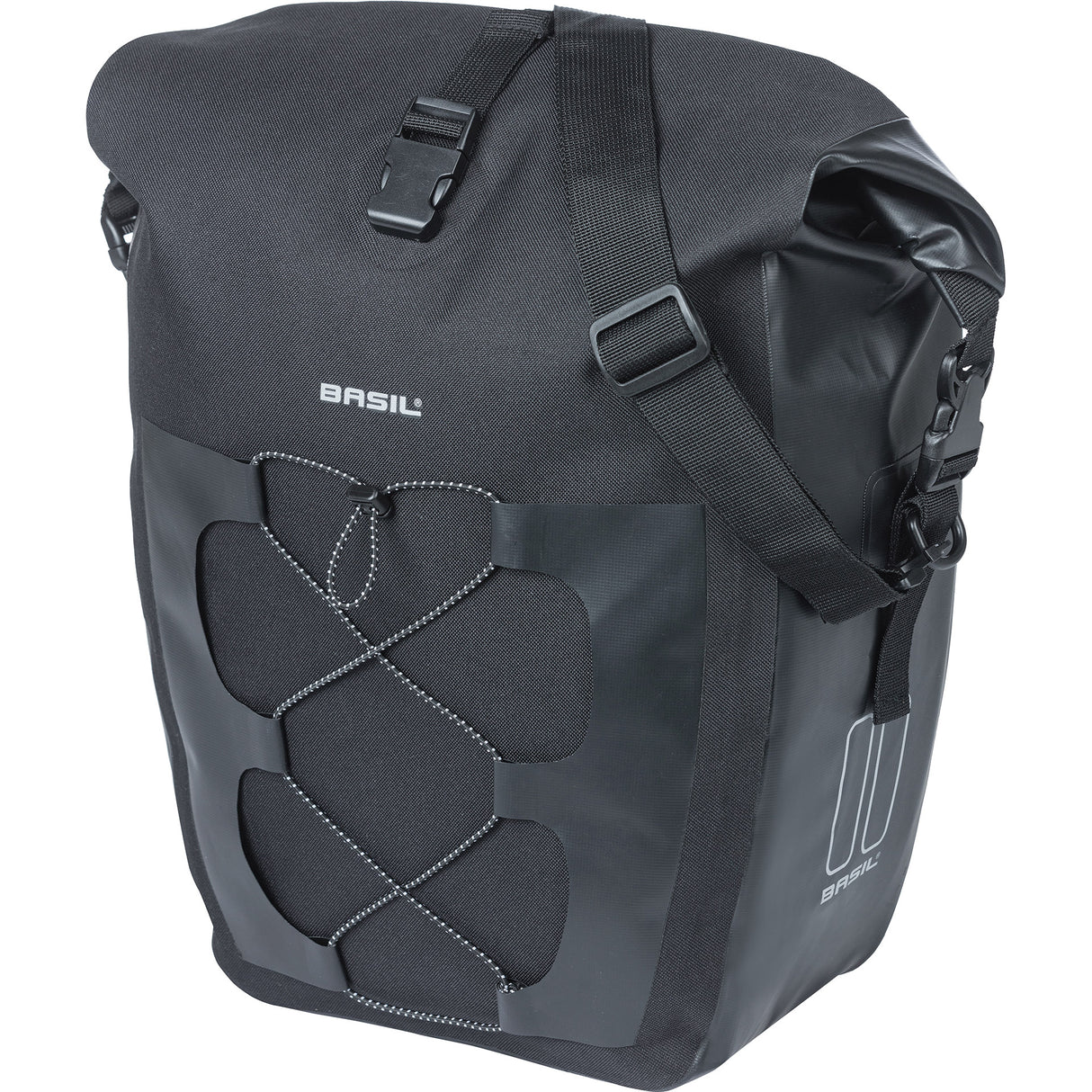 Basil enkele tas navigator waterproof mik hooks 25-31l zwart