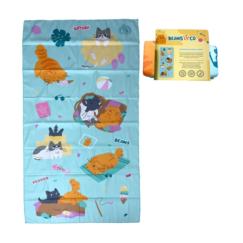Beans co katten microvezel strandhanddoek