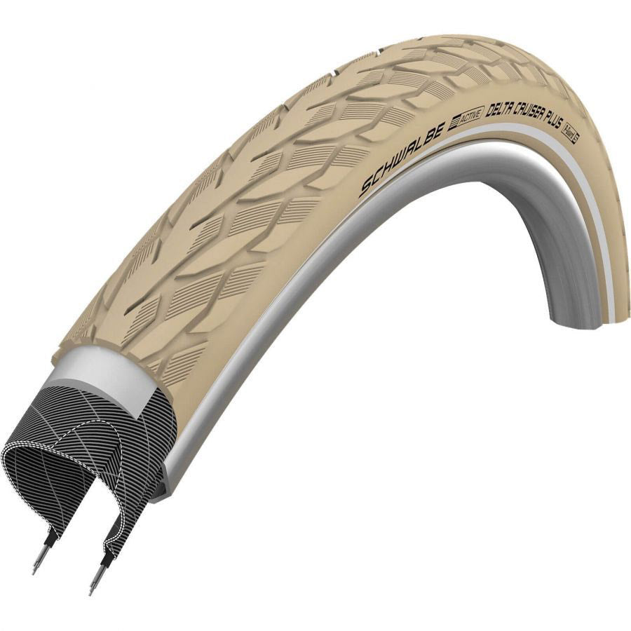 Schwalbe delta cruiser plus creme 28x1.40 37-622 reflectie