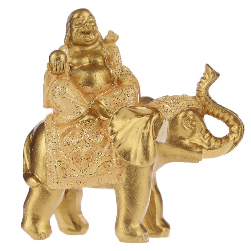 Zittend glitter olifant chinese lachende boeddha