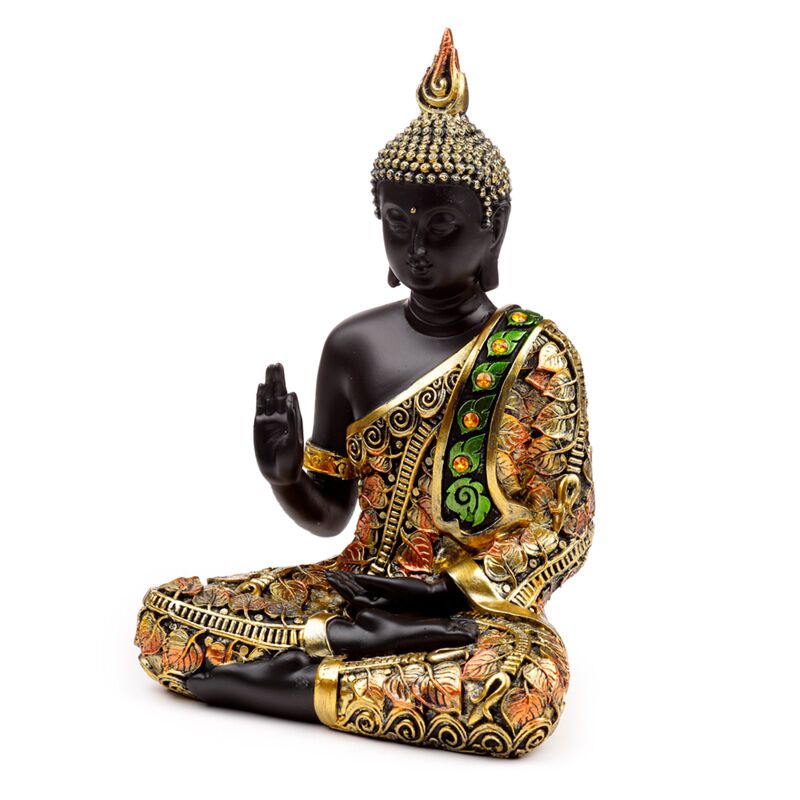 Zwart oranje thaise boeddha meditatie