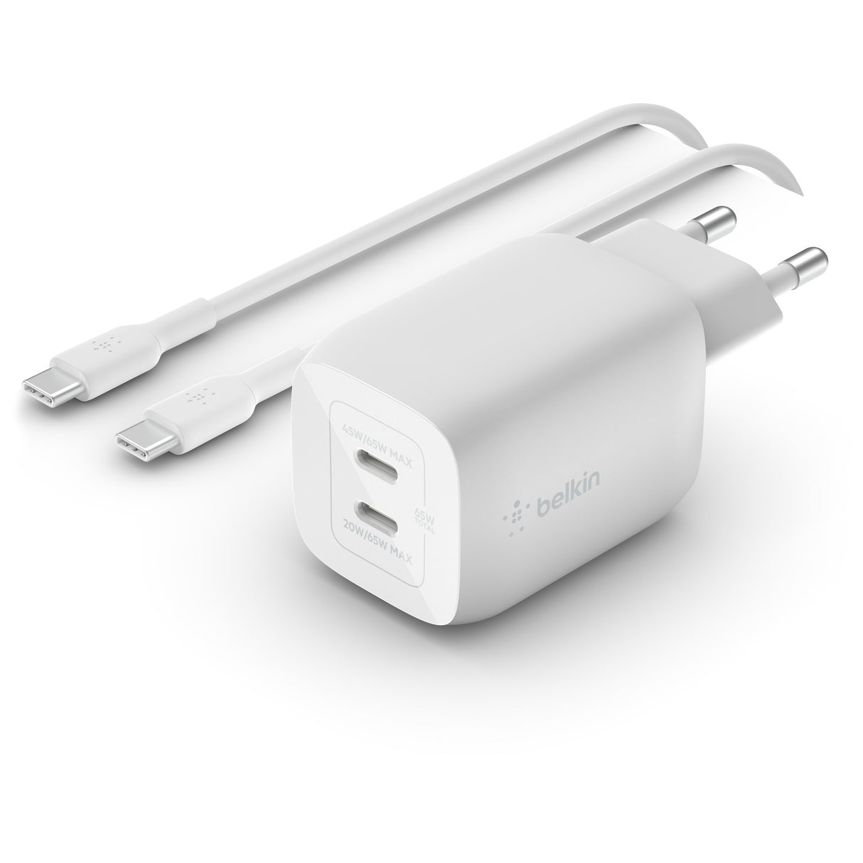 Belkin BoostCharge 2-poorts USB-C GaN-wandlader met P