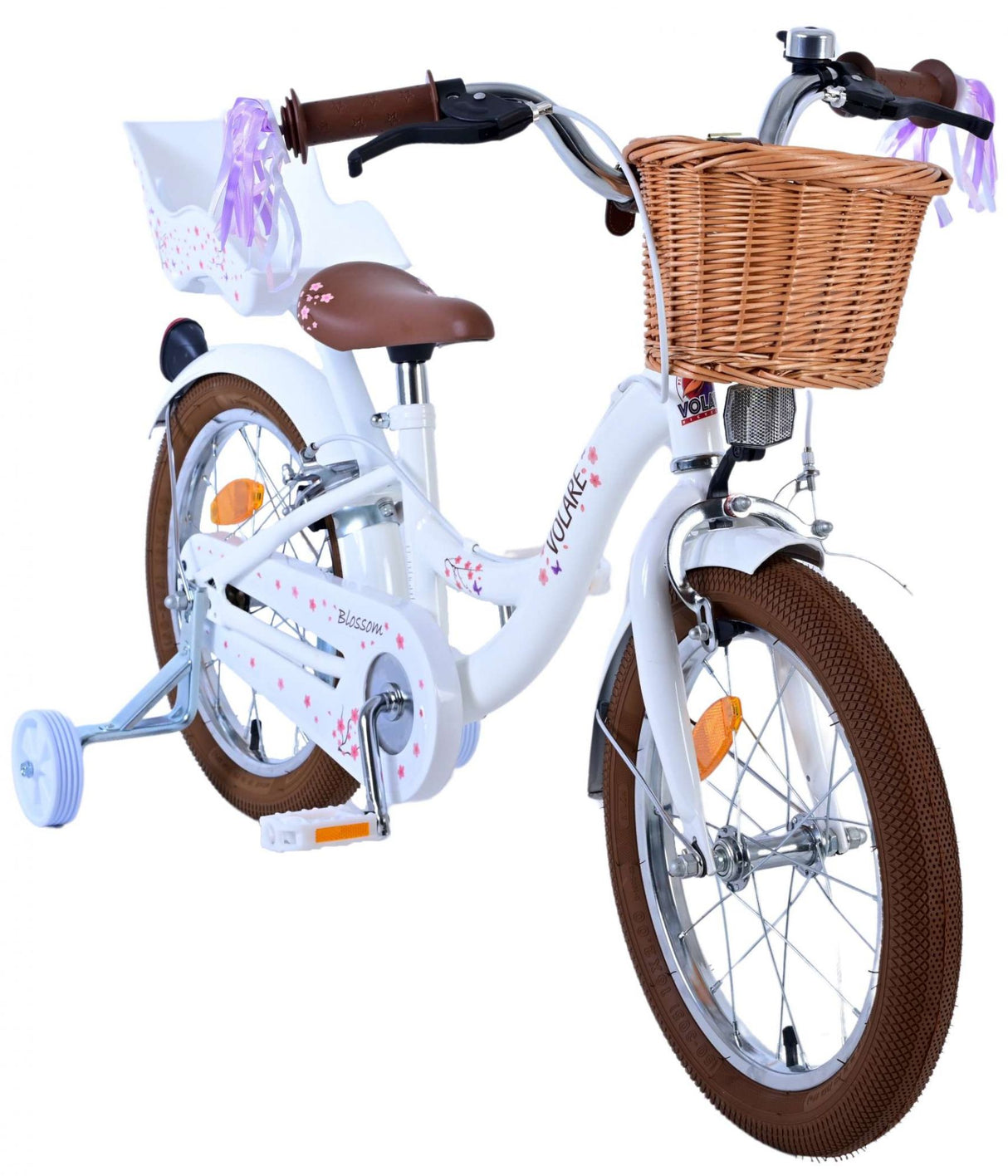 Volare blossom kinderfiets - meisjes - 16 inch - wit - twee handremmen