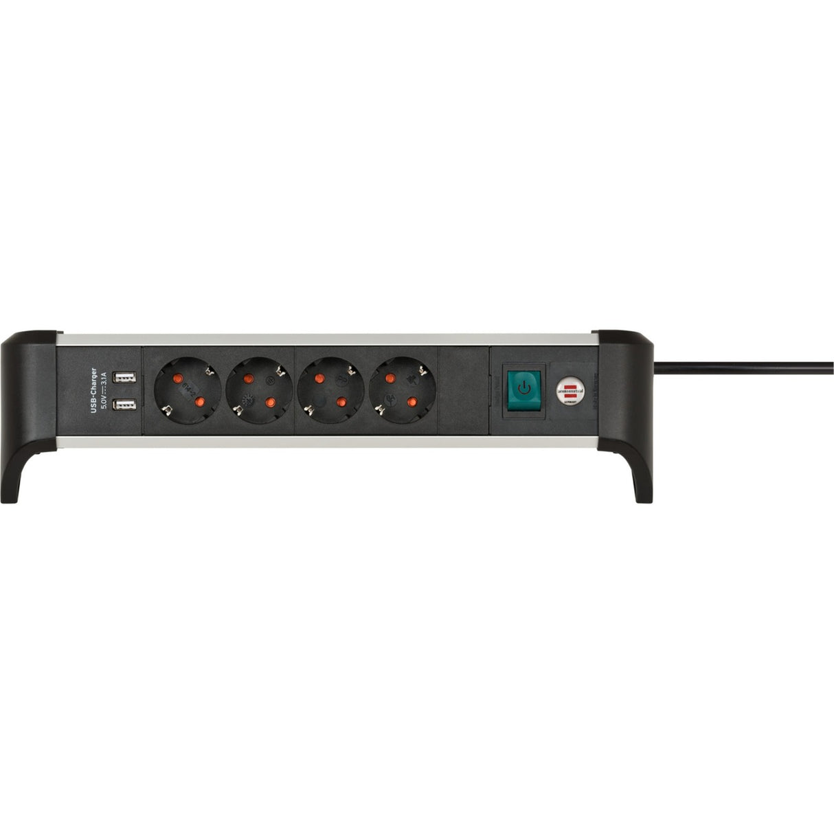 Brennenstuhl Alu-Office-Line stekkerdoos met USB-laadfunctie 4-
