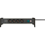 Brennenstuhl Alu-Office-Line stekkerdoos met USB-laadfunctie 4-