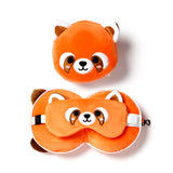 Relaxeazzz pluche rode panda rond reiskussen slaapmasker