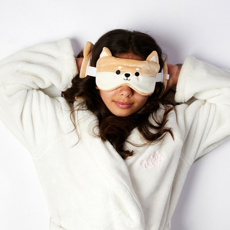 Relaxeazzz pluche shiba inu rond reiskussen slaapmasker
