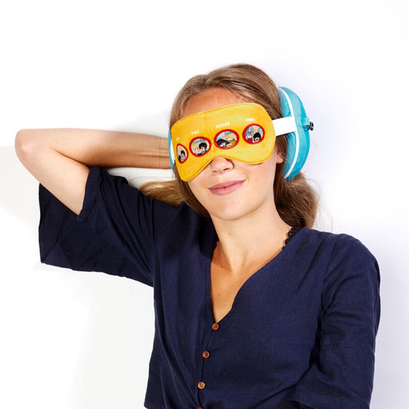 Relaxeazzz gele onderzeeër rond pluche reiskussen slaapmasker