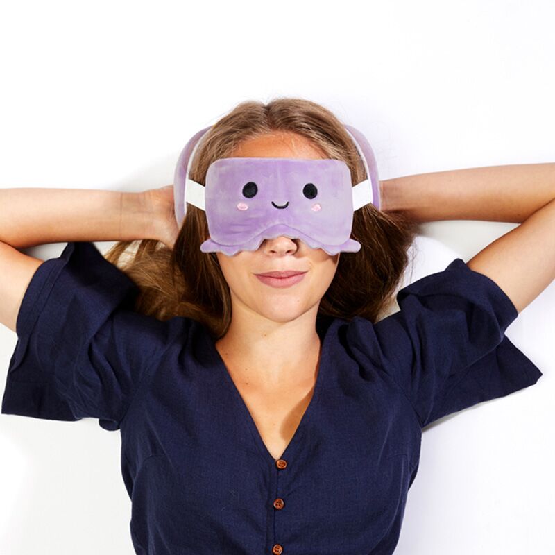 Relaxeazzz pluche octopus rond reiskussen slaapmasker