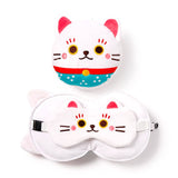 Relaxeazzz maneki neko gelukskat rond reiskussen slaapmasker