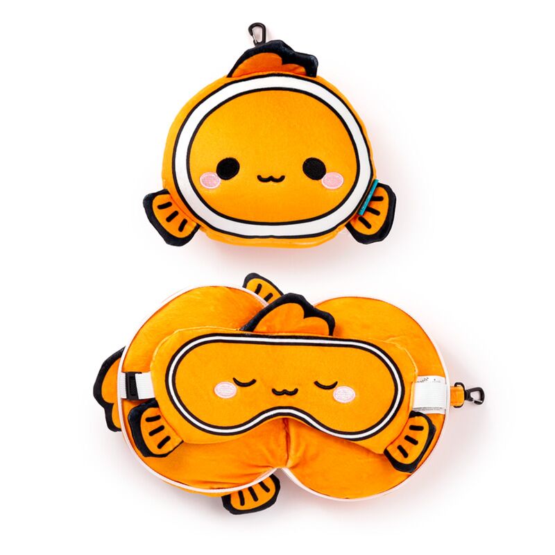 Relaxeazzz adoramals finley de clownsvis rond reiskussen slaapmasker