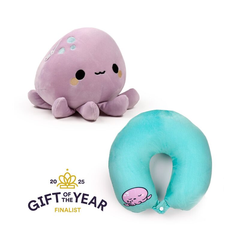 Swapseazzz adoramals octopus 2-in-1 pluche reiskussen