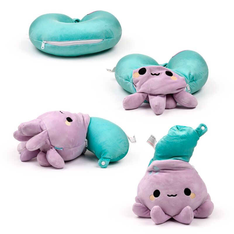 Swapseazzz adoramals octopus 2-in-1 pluche reiskussen