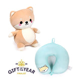 Swapseazzz adoramals shuggs de shiba inu 2-in-1 pluche reiskussen