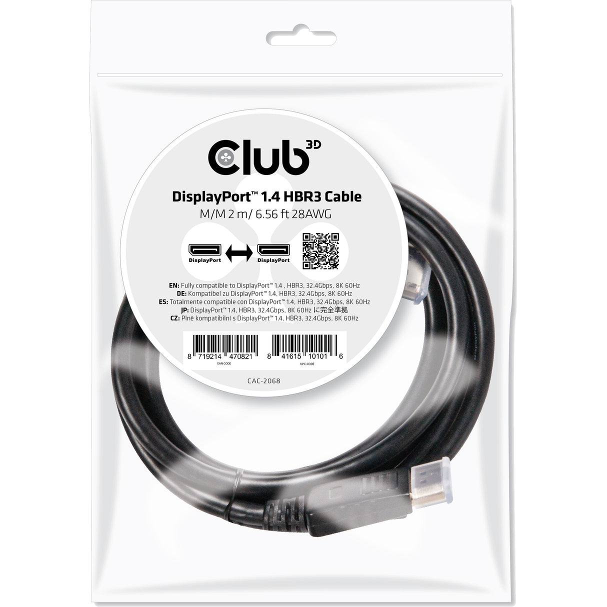 Club 3D DisplayPort 1.4 DisplayPort 1.4 male-male