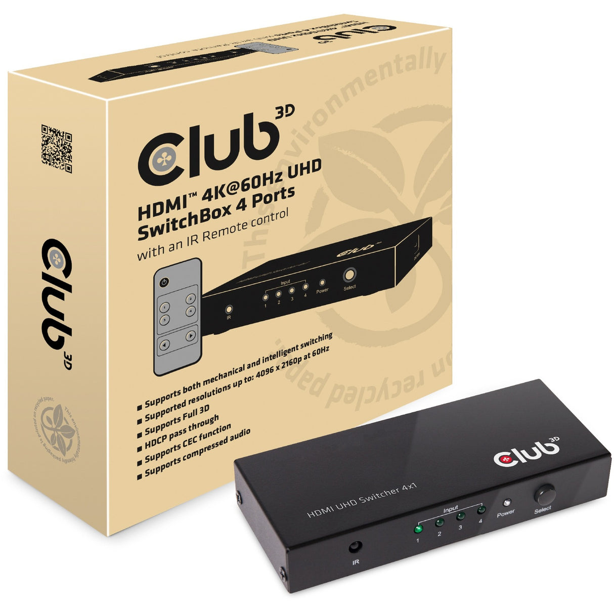 Club 3D HDMI 2.0 UHD Switchbox 4 ports
