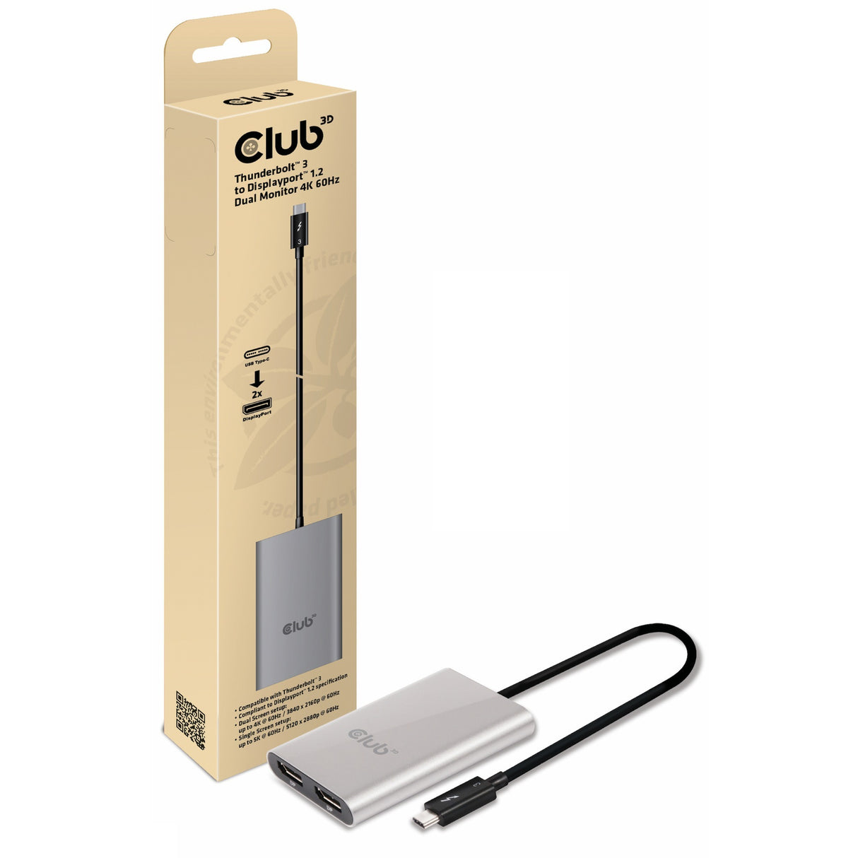 Club 3D Thunderbolt 3 naar Displayport 1.2 adapter