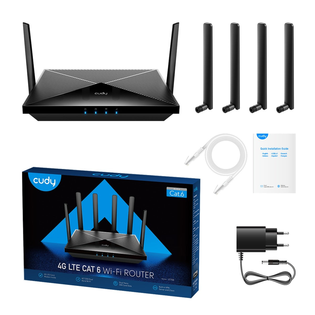 Cudy ac1200 wi-fi 4g lte-cat6 gigabit router lt700