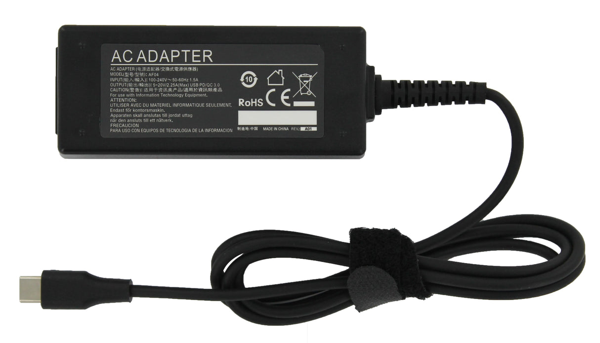 Replacement laptop usb-c ac adapter 45w zwart