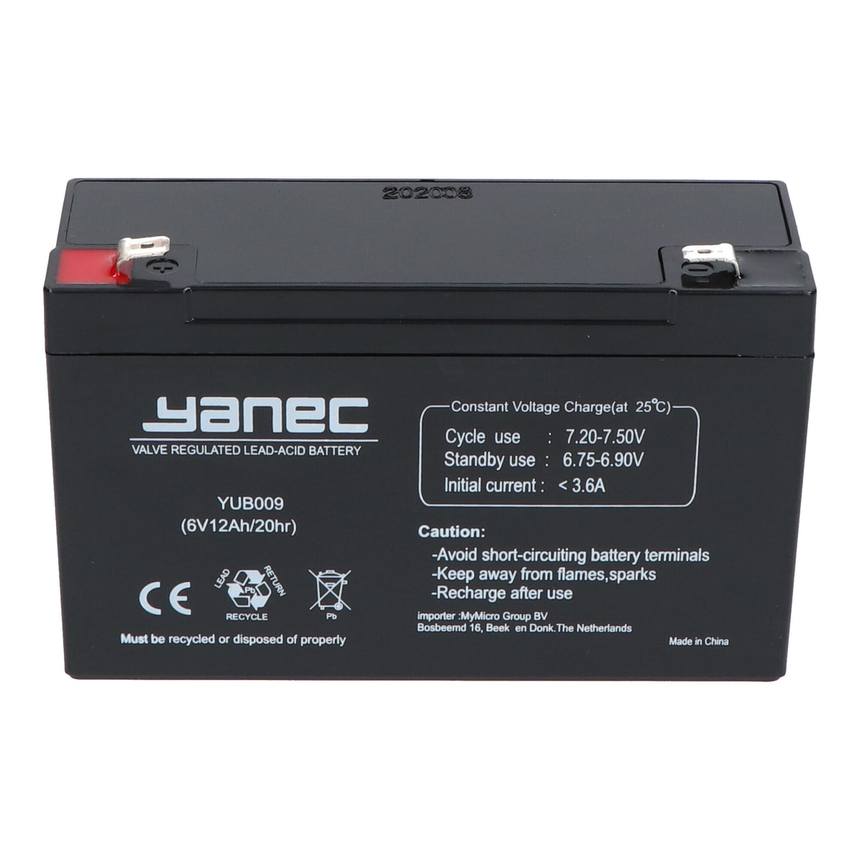 Yanec loodaccu 6v 12ah