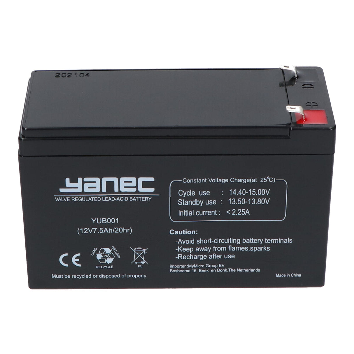 Yanec loodaccu 12v 7.5ah