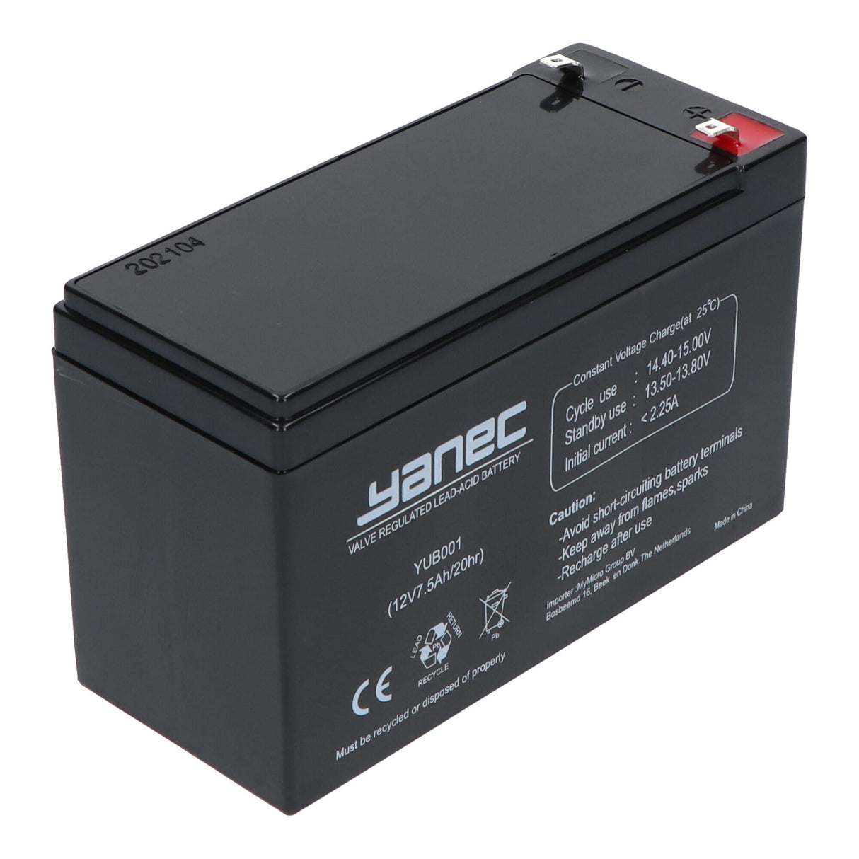 Yanec loodaccu 12v 7.5ah